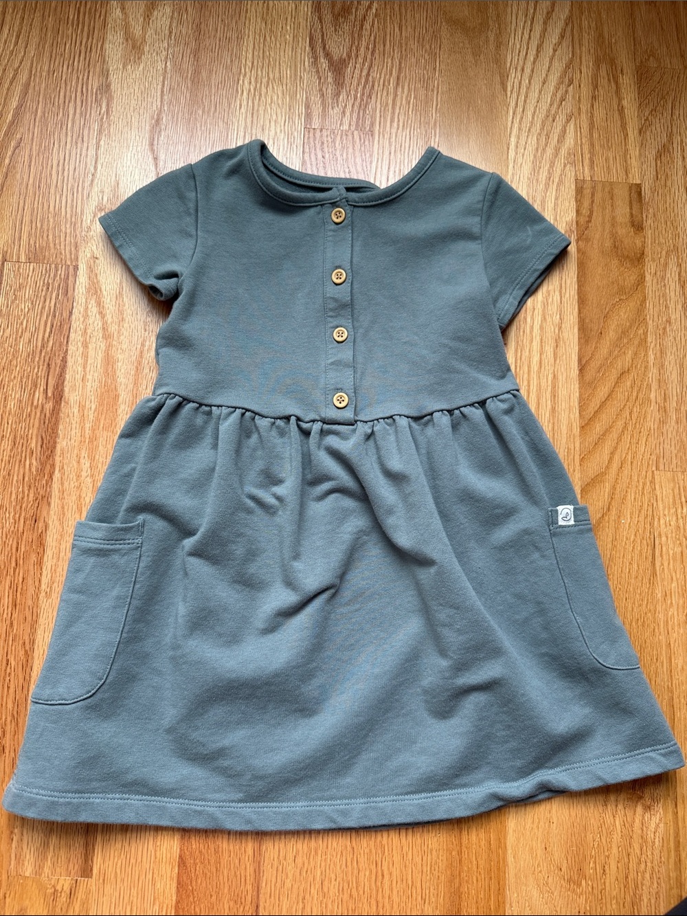 Kids Short Sleeve Pocket Dress in Slate Blue